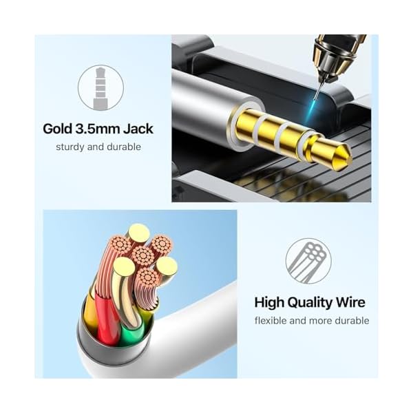2 Pack Wired Earbuds Noise Isolating Fit Headphones Earbuds Wired 3.5mm, Built-in Microphone Call (Black & White) - Image 3