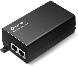 TP-LINK TL-PoE160S 802.3at/af Gigabit Injector Non-PoE to PoE Adapter Supplies PoE (15.4W) or PoE+ (30W) Plug & Play Desktop/Wall-Mount Distance Up to 328 ft. UL Certified, Black