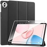 Heioloo Custodia per Honor Pad 10 12.1" 2025 Cover in Pelle Case, + [1 Pezzi] Vetro Temperato Pellicola Protettiva [Auto Svegliati/Sonno][Supporto Funzione ] [Anti-Scratch] Nero