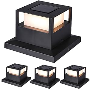 MAGGIFT 4 Pack Solar Post Lights, 20 Lumen Outdoor Warm White High Brightness SMD LED Lighting Solar Powered Cap Light, Fits 4×4, 5×5 or 6×6 Wooden Posts, Waterproof for Yard Fence Deck or Patio