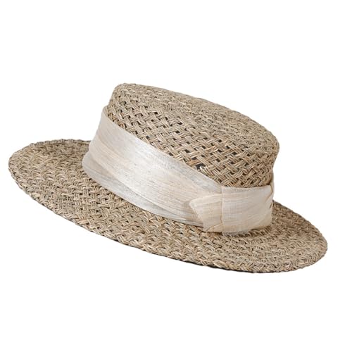 Chapeau de paille pliable femme avec cravate de plage réglable