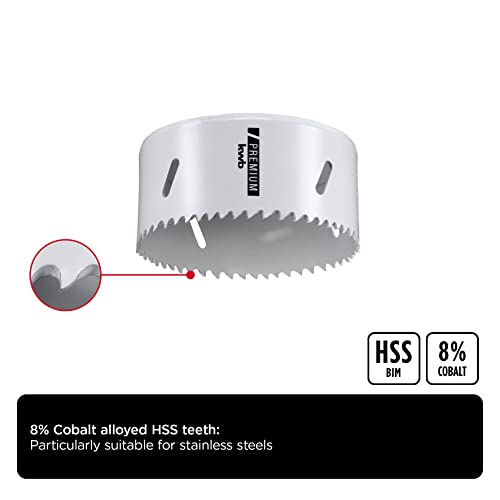 kwb Hss Bi-Metal Hole Saw diameter 92 Mm, 8% Cobalt Alloy With Progressive Vario-toothing and High Precision for Versatile Use - Image 3