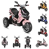 Moni Moto eléctrica Infantil Napoli neumáticos EVA, función música, Marcha atrás, Colores:Rosa
