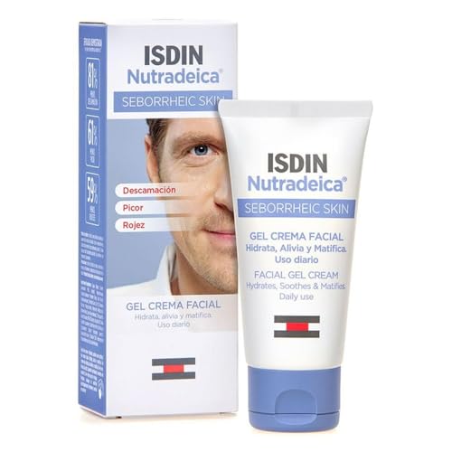 ISDIN Gel-crema facial indicado para el tratamiento del exceso de sebo, Descamación, Picor y eritema de la piel seborreica facial, 50 ml (Paquete de 1)