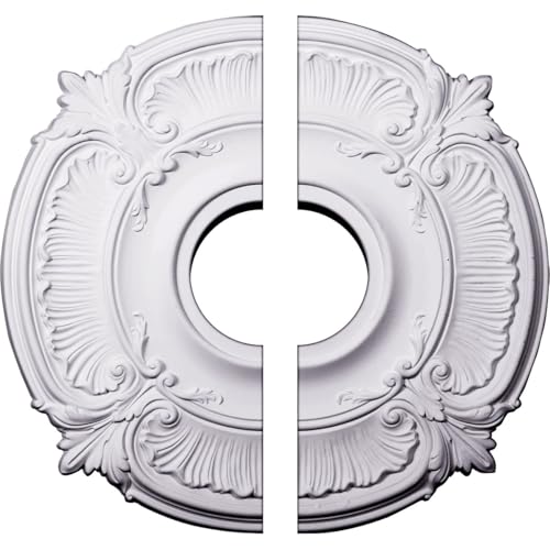 Image of Ekena Millwork CM18AT2 18 inchOD x 4 inchID x 5 /8 inchP Attica Ceiling Medallion, Fits Canopies up to 5 inch, 2 Piece