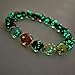 Mos kevin Glow in The Dark bracelett handmade firefly glass bracelet, glass bead elastic bracelet for men and women holiday gifts (Black+five colors)