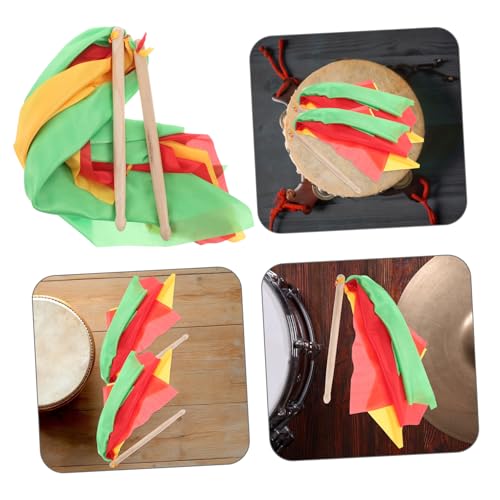 Baquetas para tambor de cintura ibasenice, 1 par, con cintas coloridas, de madera, para niños y adultos, para danza rítmica y gimnasia miniatura 7