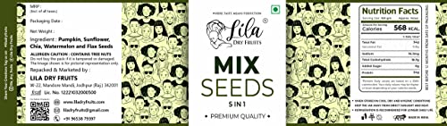 Image of LILA DRY FRUITS 5 in1 Superseed Mix - Mixture of Chia, Pumpkin, Sunflower, Watermelon and Flax) 50gms|Immunity combo for Weight Loss | Mix Seeds for Eating | Diet Snacks | Superfood