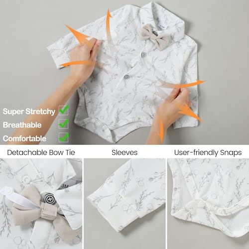 Image of YALLET Baby Boy Clothes Suit 0-24 Months Infant Gentleman Outfits Formal Dress Shirt+Bowtie+Vest+Pants Set Baby Wedding Suits