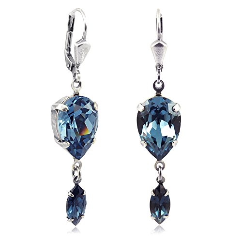 Preisvergleich Produktbild Ohrringe mit Kristalle von Swarovski® Silber Blau NOBEL SCHMUCK
