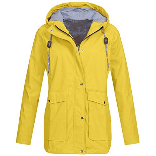 Chubasquero sólido para exteriores con capucha, impermeable, resistente al viento Amarillo amarillo...