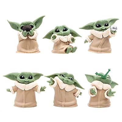 ZKTSRY Baby Yoda Gifts - Paquete de 6 figuras de juguete Baby Yoda para decoración de escritorio, adecuadas para fanáticos de películas de todas las edades (6) | Ya disponible en tu tienda friki favorita! En mundofriki.es!