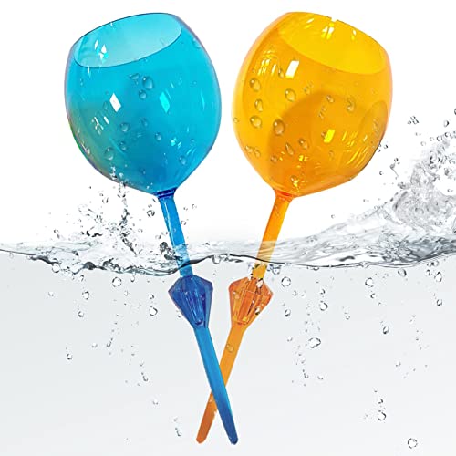 2 Pcs Vinho Flutuantes - Cálices Flutuantes Reutilizáveis,Suportes copos praia reutilizáveis, copos