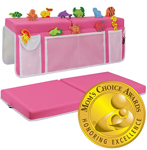 Image of Supa Ant Baby Bath Kneeler and Elbow Rest Pad Set - The Only Certified Extra Thick Bathtub Kneeler with Built-in 5 Pockets Organizer (8-Suction Cup) Bath Kneeling Pad for Bathing Baby (Pink)
