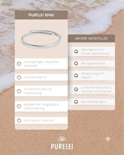 Purelei Forever Adjustable Damenring – Verstellbarer Ring (52-58) aus wasserfestem Edelstahl – Offener Ring in Gold oder Silber… – Ansicht 4