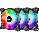 upHere 120mm 3-Pin Quiet Edition Rainbow LED Effect Case Fan for Computer Cooling,3-Pack,T3CF3-3