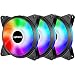 upHere 120mm 3-Pin Quiet Edition Rainbow LED Effect Case Fan for Computer Cooling,3-Pack,T3CF3-3