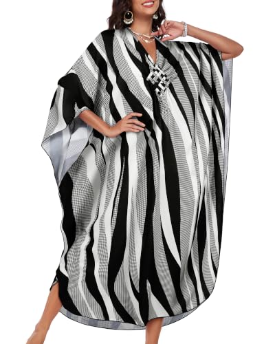 Image of Kaftan Dresses for Women V Neck Caftans Batwing Sleeve Beach Cover Ups | JILUVIN Plus Size Long Floral Print Dress, Loose Fit Maxi Casual Moomoo, Lounge House Mumu Nightgown Summer Vocation 2026