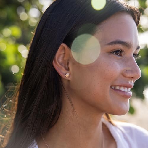 Purelei Elegante Sonnen-Ohrstecker für Frauen – 18K vergoldet, Edelstahl, filigran & leicht (7,5 mm) (Rosegold) – Ansicht 4