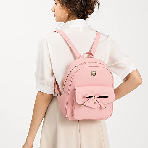 Image of MACCINELO Cute Leather Mini Backpack Purse for Women Bowknot Small Backpack for Girls gift Rucksack Ladies Shoulder Bag 3pcs