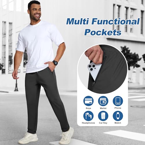 CE' CERDR 3/4 Pack Mens Sweatpants with Zipper Pockets Athletic Workout Jogger Pants for Men Running Jogging Casual Pants3