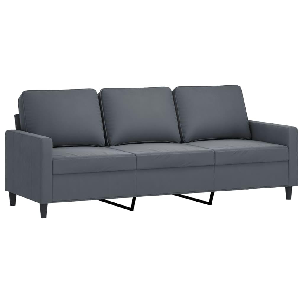 Terciopelo de 4 piezas para salón en gris oscuro, 198 x 77 x 80 cm, marco de madera contrachapada de metal resistente, ahorra espacio, pequeño sofá con taburete para salón, habitación juvenil