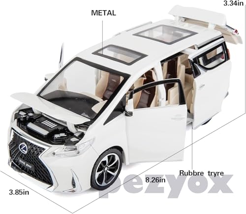 Image of Model Car 1 /24 Lexus LM300 Alloy Pull Back Metal Collectible Toy Car with Light and Sound Toy Vehicle Door Can be Opened-Black (White)