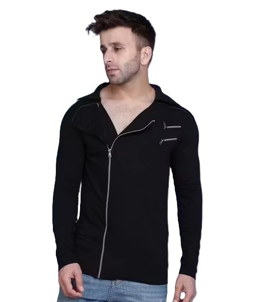 Full Sleeve Solid Cotton Tshirt for Men with Zipper Detail-picture-48