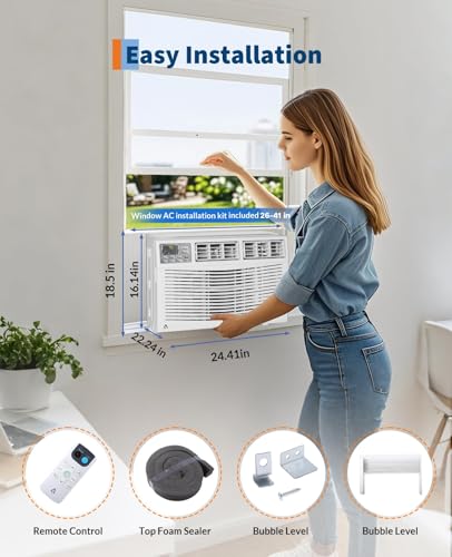 Image of Garvee 12000 BTU Window Air Conditioner 115v, Fast Cooling for Rooms Up to 550 Sq.Ft, WiFi-Enabled with Remote Control Reusable Filter, Ideal for Apartment, Living Room, Office, Kitchen