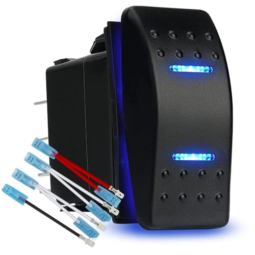 #US Waterproof Toggle On/Off/On 12V/20A 24V/10A 7Pin Blue LED