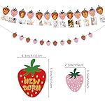 Strawberry First Birthday Party Decoration Berry 1st Monthly Photo Banner Milestone Photograph Bunting Garland for Baby Girl 12 Months Photo Display Baby Shower Berry Party Decorations Supplies - Image 2