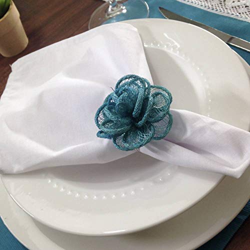 Porta Guardanapo Botão de Rosa Rústico (Azul Turquesa) - 4 unidades