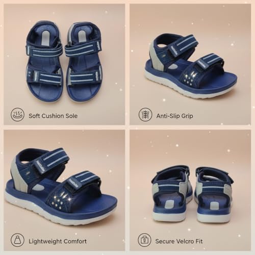 Image of Kids Open Toe Sports Sandals | Comfortable Lightweight Double Welcro Outdoor Athletic Sandals for Boys, Girls & Toddlers | Daily Play Shoe (1-10 Years)