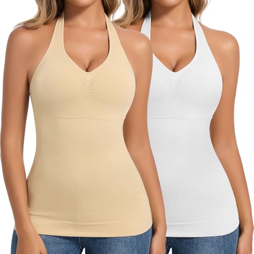 Image of JOYSHAPER Shapewear Camisole with Built in Bra Compression Halter Tops for Women Tummy Control Shapewear Tank Top Padded Bras