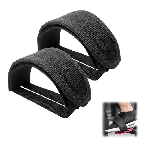 Bike Pedal Straps Set of 2, Adjustable Nylon Toe Clip Pedal Straps for Fixed Gear, Road, Indoor Exercise Bikes, Universal Bicycle Foot Straps with Strong Adhesive, Anti-Slip, Black