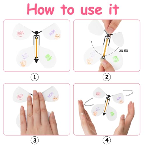 Image of LOMIMOS 20Pcs Flying Butterfly, White Magic Wind Up Butterfly Toy DIY Butterfly Wings for Children Surprise Wedding Birthday Party Gifts Book Greeting Card