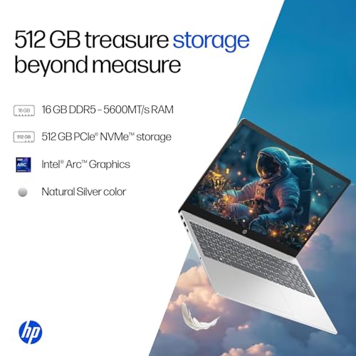 Image of HP 14, Intel Core Ultra 7 155H (16GB DDR5, 512GB SSD) FHD, Anti-Glare, Micro-Edge, 14'' /35.6cm, Win11, M365 Basic(1yr)* Office24, Silver, 1.4kg, EP1151TU, Backlit, HD Camera w /Shutter Laptop