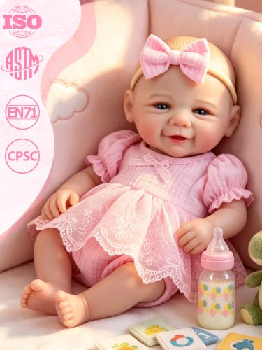Image of EKOKIZ Realistic Reborn Baby Doll, 20-Inch Lifelike Weighted Newborn Girl, Soft Cloth Body & Poseable Limbs, Toy Gift Companion for Kids Age 3+