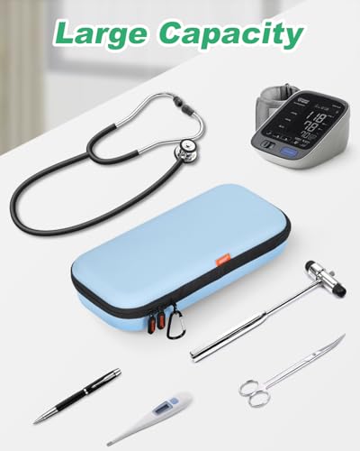 Image of Hard Stethoscope Case for 3M Littmann Classic III /Cardiology IV /MDF Acoustica Stethoscopes - Shockproof Stethoscope Bag Portable Carrying Case for Medical, Doctor, Nurse Accessories - Light-Blue
