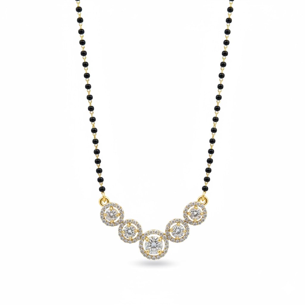 Round American Diamond-Style Pendant Black Beads Mangalsutra Minimalist Jewelry for Married Women|Ideal for Daily Use & Gifting-image-29