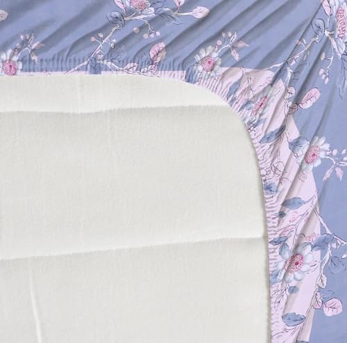 Image of Premium Cotton Elastic Fitted Bedsheets with 1 Pillow Covers |Floral Printed Single Bed Elastic 220 TC Supersoft Breathable & Wrinklefree | for 72x36+6 Inches, Blush Pink