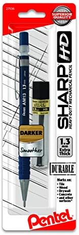 Pentel Sharp HD Mechanical Pencil (1.3mm), Dark Blue Barrel, (1) Super Hi-Polymer Lead Refill (AM13LBP)
