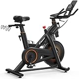Merach Magnetic Exercise Bike, Indoor Cycling Bike with Self-Developed App, 350 LBS Weight Capacity, Comfortable Seat Cushion & Tablet Mount, Stationary Bike for Home Gym Fitness