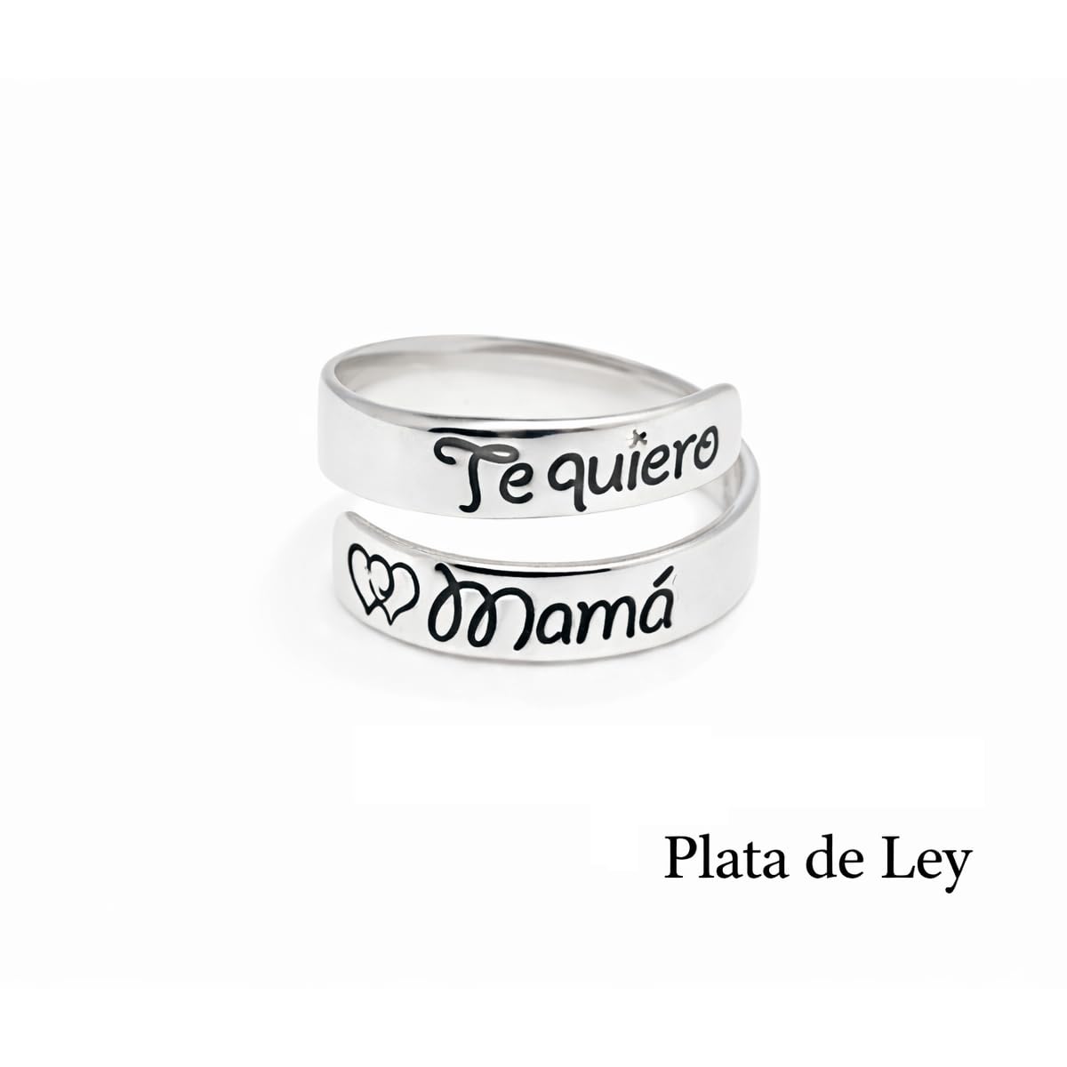 Anillo ajustable en plata de ley 925 para mujer | Grabado “Te Quiero Mamá” | Joya personalizada de amistad, madre e hija | Día de la Madre Modelo Te Quiero Mamá
