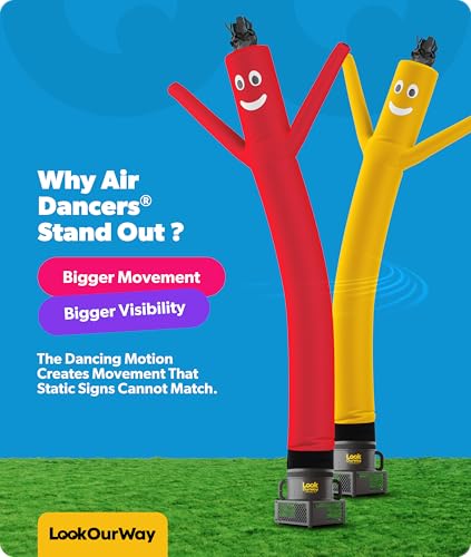 Image of LookOurWay Air Dancers Wacky Waving Inflatable Tube Man Set - 10 Feet Tall Inflatable Dancing Man with Blower - Red