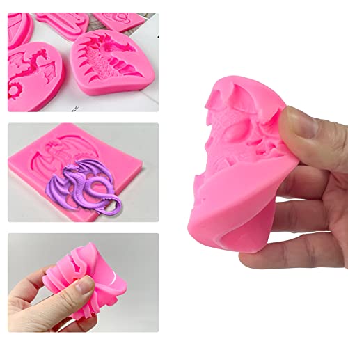 Rainmae Dragon Silicone Fondant Molds, Swords Shield Battle Fondant Mold, Dinosaur Claws Chocolate Mold For Baking Dragon Themed Cake, Candy, Cupcake Decoration, Polymer Clay, Resin, Crafting Projects #TOP3