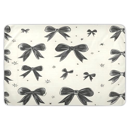 BOESI Graffiti Black Bow Pattern Waterproof Pads for Bedwetting and Incontinence, Reusable Pads, Reusable Diaper Pads for Bed, Sofa, Travel