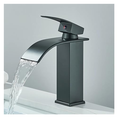 Grifo de lavabo cascada negro monomando mezclador para baño 5