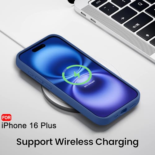 Image of TheGiftKart Liquid Silicone Back Cover Case for iPhone 16 Plus | Soft Micro-Fibre Lining Inside | Camera & Screen Protection | Shockproof Back Cover for iPhone 16 Plus (Silicone, Blue)