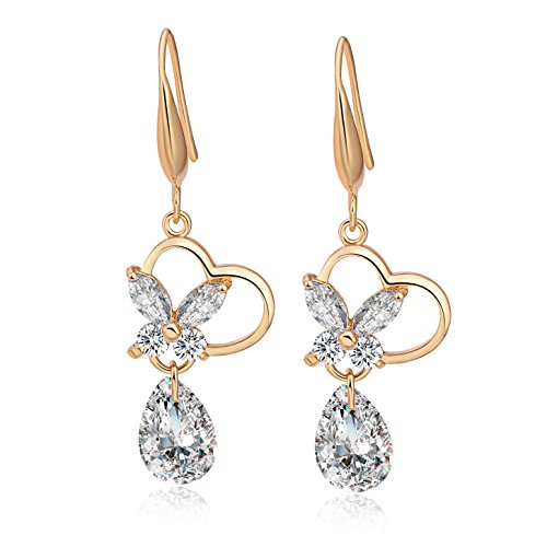 Boucle d'oreille plaquée Or cœur et larme, le bijou idéal pour vos soirées